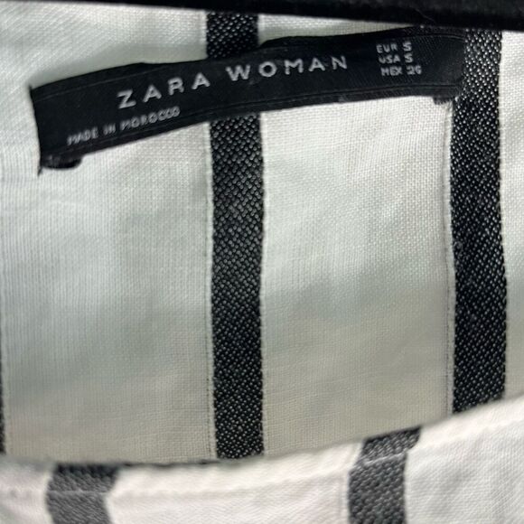 Zara Striped 3/4 Balloon Sleeved Top Women’s Small Oversized - Picture 7 of 8